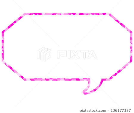 Stained glass style speech bubble, triangular pattern, elongated octagon Stained glass style speech bubble, triangular pattern, elongated octagon 136177387