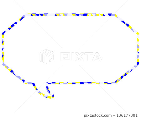 彩色玻璃風格的對話泡泡,三角形圖案,細長的八邊形 彩色玻璃風格的對話泡泡,三角形圖案,細長的八邊形 136177391