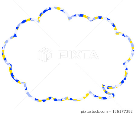 Stained glass style speech bubble, triangular pattern, rounded cloud shape Stained glass style speech bubble, triangular pattern, rounded cloud shape 136177392