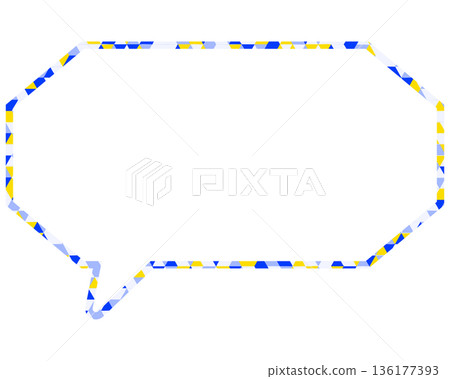 彩色玻璃風格的對話泡泡,三角形圖案,細長的八邊形 彩色玻璃風格的對話泡泡,三角形圖案,細長的八邊形 136177393
