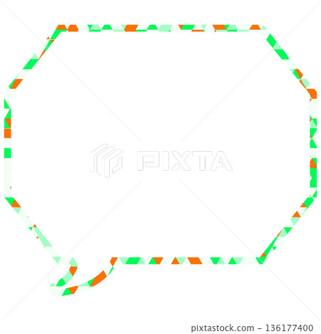 Stained glass style speech bubble, triangular pattern, octagonal shape with corners Stained glass style speech bubble, triangular pattern, octagonal shape with corners 136177400