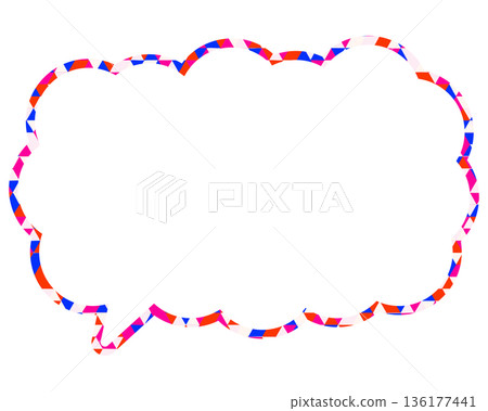 Stained glass style speech bubble, triangular pattern, elongated cloud shape Stained glass style speech bubble, triangular pattern, elongated cloud shape 136177441