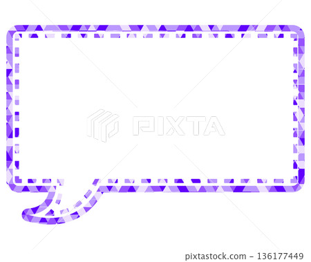 彩色玻璃風格的對話泡泡,三角形圖案,正方形 彩色玻璃風格的對話泡泡,三角形圖案,正方形 136177449