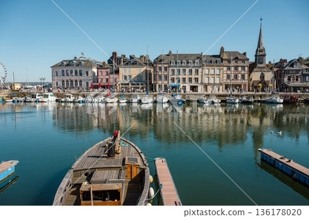 Charming street in Honfleur, Normandy, France Charming street in Honfleur, Normandy, France 136178020