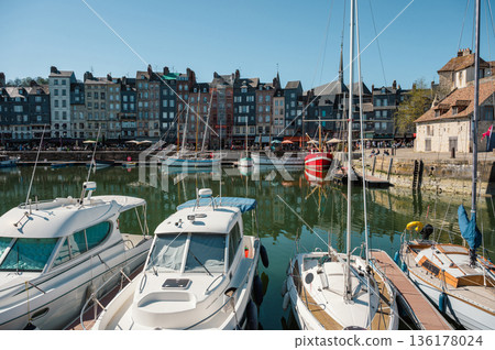 Charming street in Honfleur, Normandy, France Charming street in Honfleur, Normandy, France 136178024