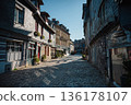 Charming street in Honfleur, Normandy, France 136178107