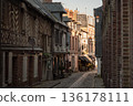 Charming street in Honfleur, Normandy, France 136178111