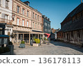 Charming street in Honfleur, Normandy, France 136178113