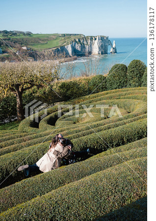 Woman in Jardins d'Etretat 136178117