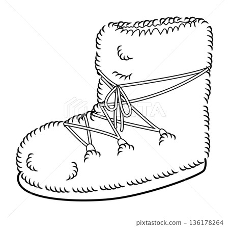 Lace-up textured moon boot women single line pair. Quilted surface with side lacing for snow holiday event. Technical Lace-up textured moon boot women single line pair. Quilted surface with side lacing for snow holiday event. Technical 136178264