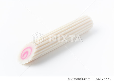 A single roll of naruto on a white background 136178339