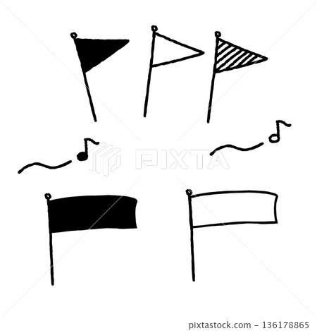 Hand drawn flag illustration set 136178865