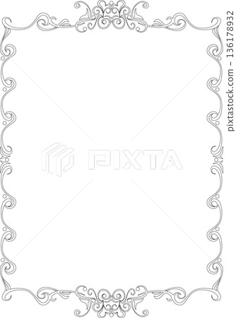 復古書法風格邊框材質 232 <裝飾邊框，裝飾畫框，線條畫，黑白> 136178932