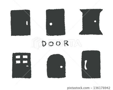 Hand-drawn illustrations and door signs that are easy to use as icons and symbols in your designs. 136178942
