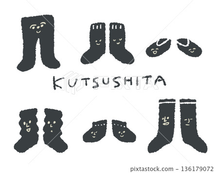Expressive hand-drawn illustrations and socks that can be used as icons or symbol marks in designs Expressive hand-drawn illustrations and socks that can be used as icons or symbol marks in designs 136179072