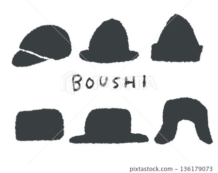 Hand-drawn illustrations and hats that are easy to use as icons and symbol marks when designing. 136179073
