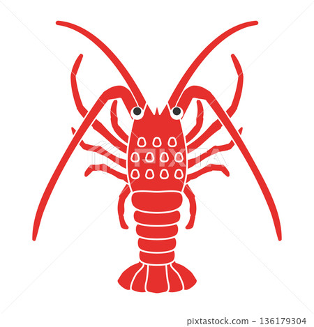 Simple spiny lobster illustration, vector, red, spiny lobster, shrimp, New Year's, New Year's card, transparent material, cute, seafood Simple spiny lobster illustration, vector, red, spiny lobster, shrimp, New Year's, New Year's card, transparent material, cute, seafood 136179304