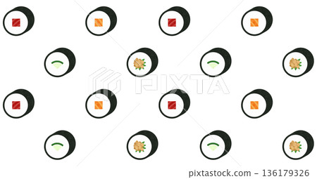Sushi roll pattern 136179326