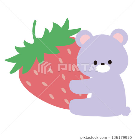一隻熊拿著草莓的插圖 136179950