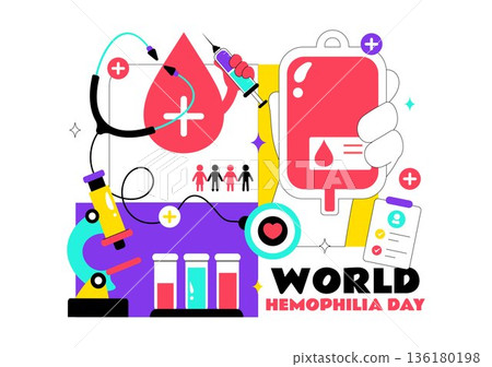 World Hemophilia Day Vector Illustration on April 17 Featuring Red Blood Drops and Global Map for Healthcare Awareness in Cartoon Style Design World Hemophilia Day Vector Illustration on April 17 Featuring Red Blood Drops and Global Map for Healthcare Awareness in Cartoon Style Design 136180198