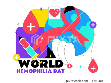 World Hemophilia Day Vector Illustration on April 17 Featuring Red Blood Drops and Global Map for Healthcare Awareness in Cartoon Style Design World Hemophilia Day Vector Illustration on April 17 Featuring Red Blood Drops and Global Map for Healthcare Awareness in Cartoon Style Design 136180199