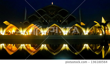 Beautiful view of Al Jabar Grand Mosque at night, Bandung, West Java, Indonesia 136180564