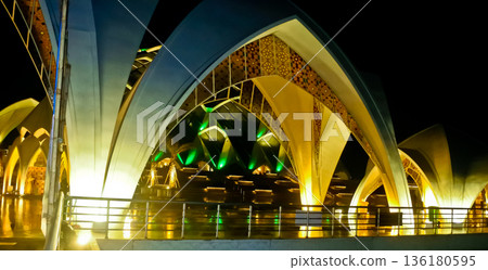 Beautiful view of Al Jabar Grand Mosque at night, Bandung, West Java, Indonesia 136180595