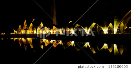 Beautiful view of Al Jabar Grand Mosque at night, Bandung, West Java, Indonesia 136180603