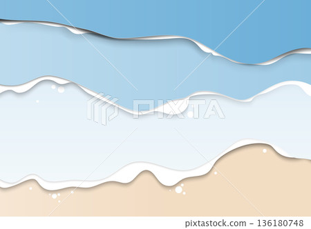Landscape paper art, aerial view of the sea and the beach 136180748