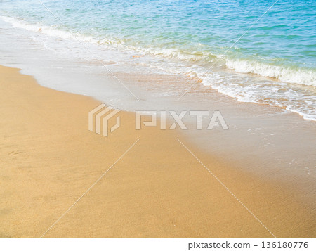 Sea Background Shore Blue Water White Sky Season Summer Tropical Ocean Beautiful Wave Seascape Vacation Smooth Wallpaper Island Outdoor Tropical Coast Sandy Nature Landscape Space for Travel Relax. 136180776
