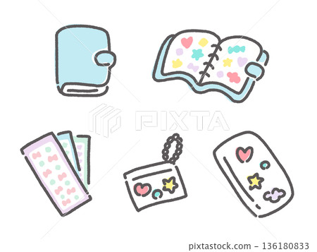 可愛的手繪貼紙書和貼紙套裝，可作裝飾品或手機掛繩 136180833