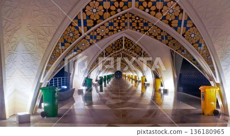 Beautiful view of the interior of the Al Jabar Grand Mosque at night, Bandung, West Java, Indonesia Beautiful view of the interior of the Al Jabar Grand Mosque at night, Bandung, West Java, Indonesia 136180965