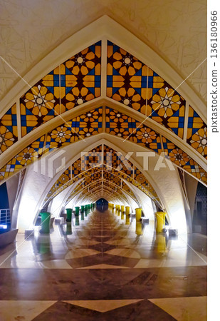 Beautiful view of the interior of the Al Jabar Grand Mosque at night, Bandung, West Java, Indonesia Beautiful view of the interior of the Al Jabar Grand Mosque at night, Bandung, West Java, Indonesia 136180966