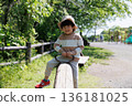 Boy playing with seesaw 136181025