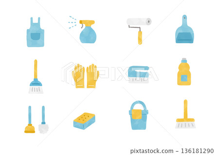 Cleaning tool icon set Cleaning tool icon set 136181290