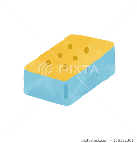 Watercolor illustration of a sponge Watercolor illustration of a sponge 136181301
