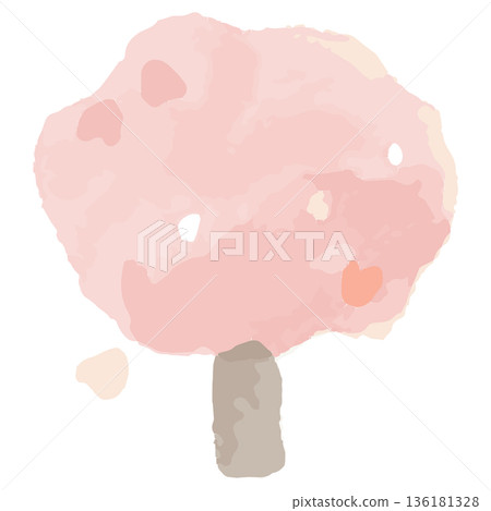 四月幼稚園與托兒所簡易水彩插畫系列 | 櫻花樹 136181328