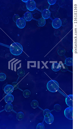 Nutrient Molecules in Deep Blue Sea, representing deep absorption and nourishment in skincare lotion, symbolizing hydration and inner radiance. 136181369