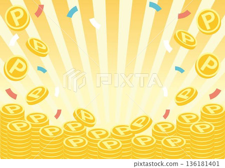 堆疊的金幣和硬幣插圖。適用於商業、金融和資產管理領域的圖片素材。 136181401