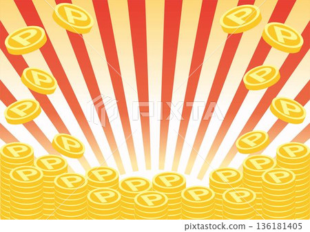 堆疊的金幣和硬幣插圖。適用於商業、金融和資產管理領域的圖片素材。 136181405