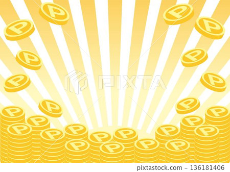 堆疊的金幣和硬幣插圖。適用於商業、金融和資產管理領域的圖片素材。 136181406