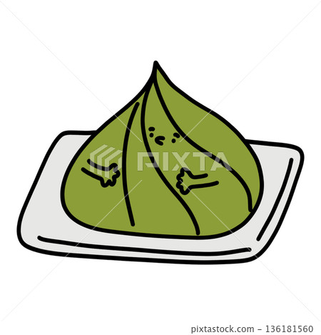 illustration of a cute wasabi sauce cartoon 136181560