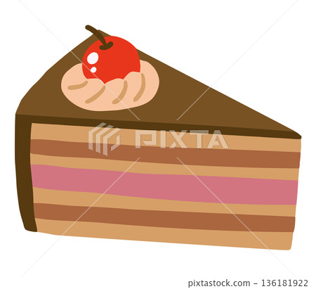 可愛的手繪巧克力蛋糕插圖 136181922