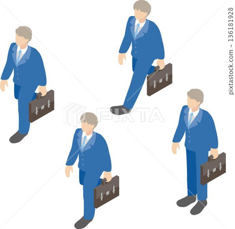 Vector illustration of junior and senior high school students in uniforms. Isometric character material for entrance ceremonies, new semesters, and new students. 136181928