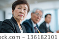 A Japanese female executive with a stern expression watches the progress of the project 136182101