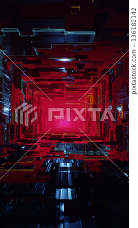 Running In The Tunnel Of Light, A stunning 3D Rendered figure dashes through a tunnel of radiant light, shadows trailing, perfect for a dramatic action illustration or an inspiring journey artwork. 136182142