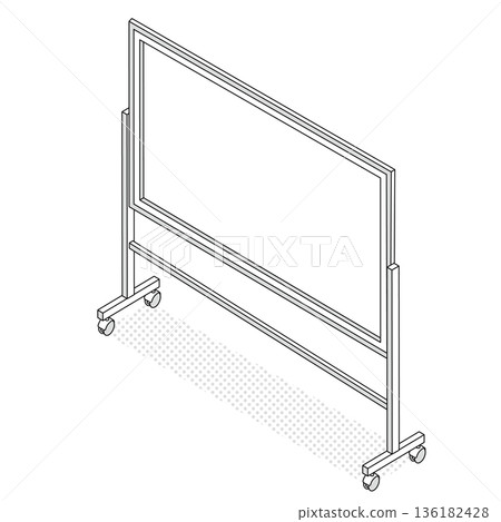 帶腳輪的等距白板線條圖標 136182428