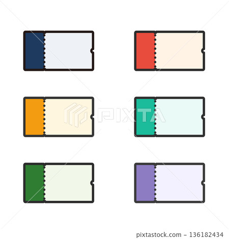Colorful coupon ticket set, ticket-style frame material, 6 colors 136182434