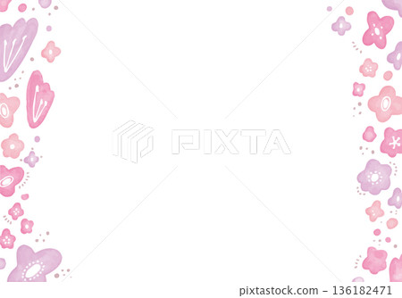 水彩粉紅花朵邊框 水彩粉紅花朵邊框 136182471