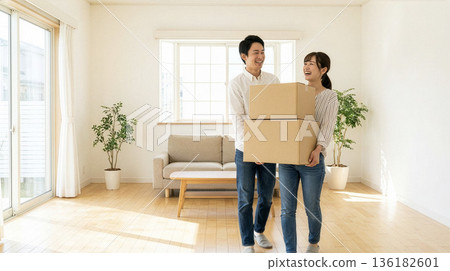 Young couple moving 136182601